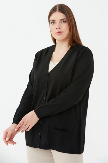 Büyük Beden V Yaka Triko Hırka