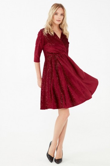 ÖNÜ KRUV.PULLU KADİFE ELBİSE - 20KSLN7849