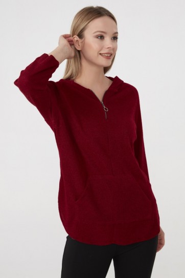 Kanguru Cep Yakası Fermuarlı Bluz