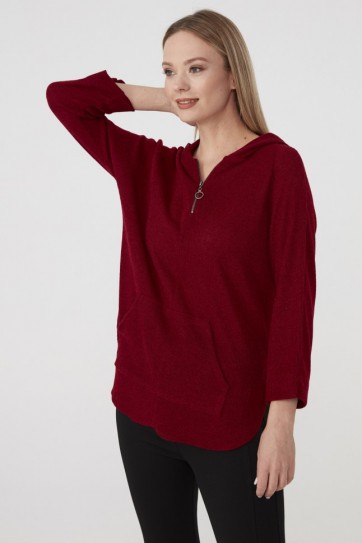 Kanguru Cep Yakası Fermuarlı Bluz