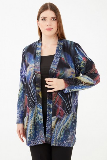 Büyük Beden Emprime Hırka