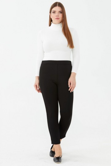 Büyük Beden Yanı Taşlı Şeritli Pantolon