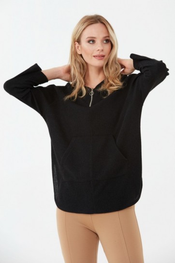 Kanguru Cep Yakası Fermuarlı Bluz