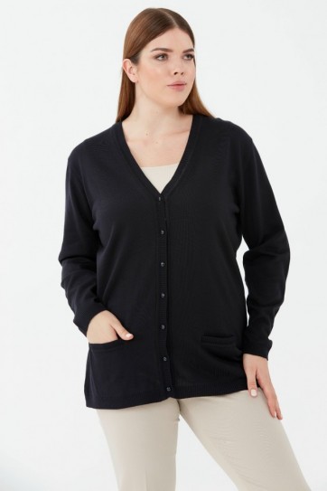 Büyük Beden V Yaka Triko Hırka