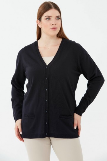 Büyük Beden V Yaka Triko Hırka