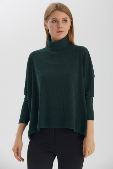 Balıkçı Yaka Düşük Kol Triko Bluz