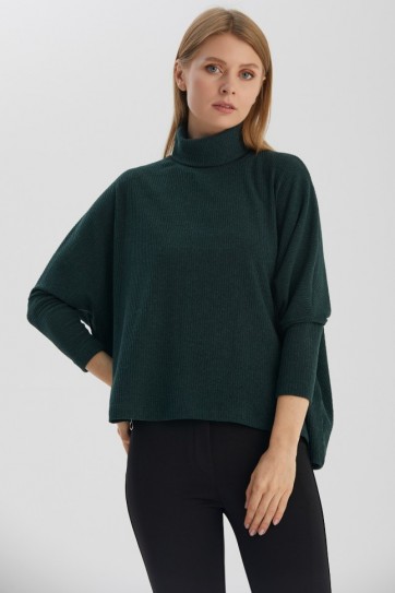 Balıkçı Yaka Düşük Kol Triko Bluz