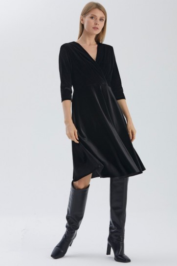 KRUV.ETEĞİ DÖK.KADİFE ELBİSE - 20KSLN7816