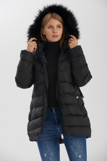 Beli Lastik Kemerli Kapüşonlu Mont