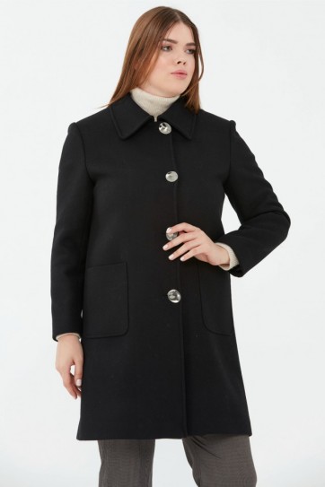 Büyük Beden Şömizye Yaka Dıştan Cep Kaban