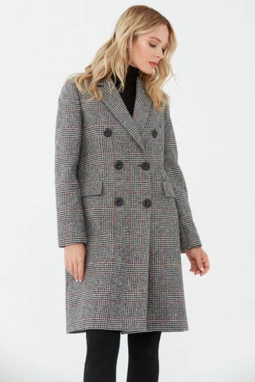 Kruvaze Erkek Yaka Ekose Kaban