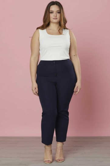 Büyük Beden Arkası Lastikli Süs Cep Pantolon