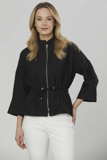 Hakim Yaka Beli Büzgülü Önü Fermuarlı Ceket