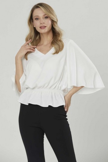 Kolu Volanlı Beli Lastikli Bluz