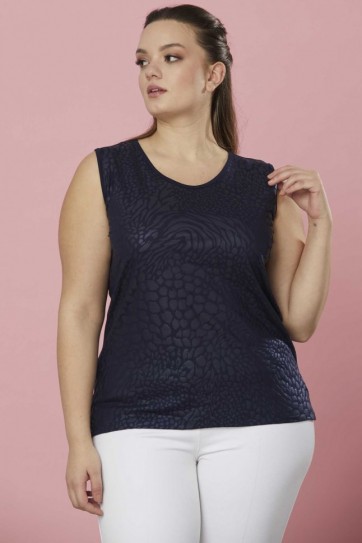 Büyük Beden Önü Leopar Jakarlı Penye Atlet