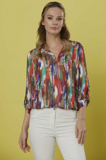 Önü Fermuarlı Kapüşonlu Emprime Ceket