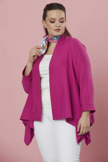 Büyük Beden Önü Dökümlü Nervürlü Ceket