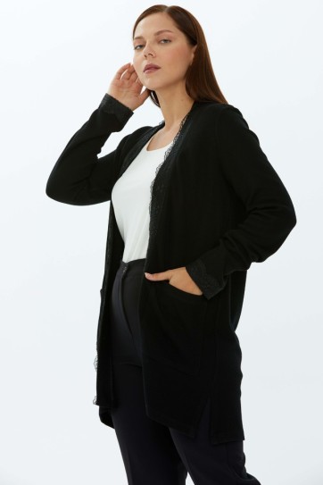 Büyük Beden Payet Şeritli Hırka