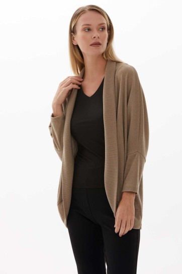 Yakası Katlamalı Triko Hırka