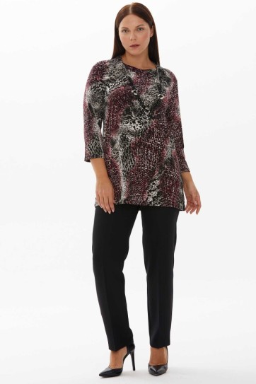 Büyük Beden Leopar Desenli Emprime Bluz