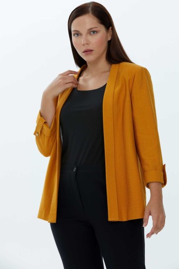 Büyük Beden Yaka Katlamalı Kol Kıvırmalı Ceket