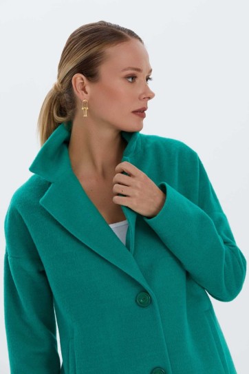 Erkek Yaka Düşük Kol Çift Düğme Kaban