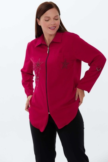 Büyük Beden Önü Taşlı Ceket