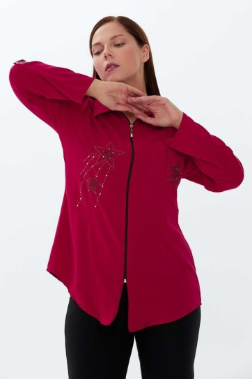 Büyük Beden Önü Taşlı Ceket