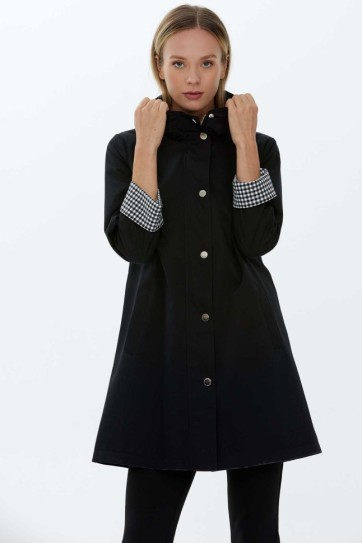 Yakası Plili Kolu Kombinli Trençkot