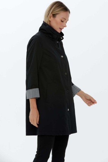 Yakası Plili Kolu Kombinli Trençkot